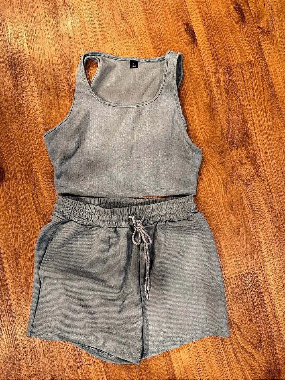 SHEIN Solid Ribbed Knit Lounge Athletic Set